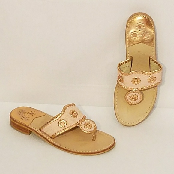 Jack Rogers Shoes - Jack Rogers Print Rose Gold Leather Navajo Sandals